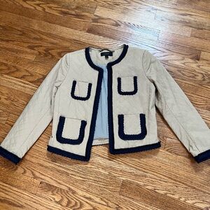 NWOT J. Crew Lady Jacket Quilted with Navy Accents